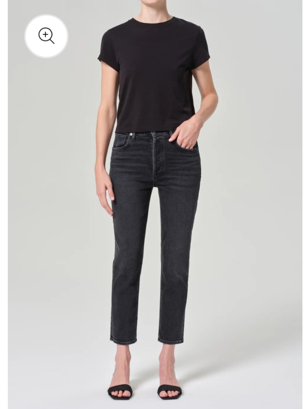 AGOLDE Riley High-Rise Straight Crop Jeans Washed Black Sz31 - Picture 5 of 11